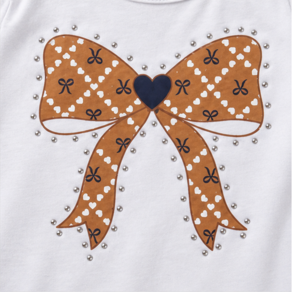 Conjunto Infantil Feminino Kyly Lacinho com Strass Blusa e Short