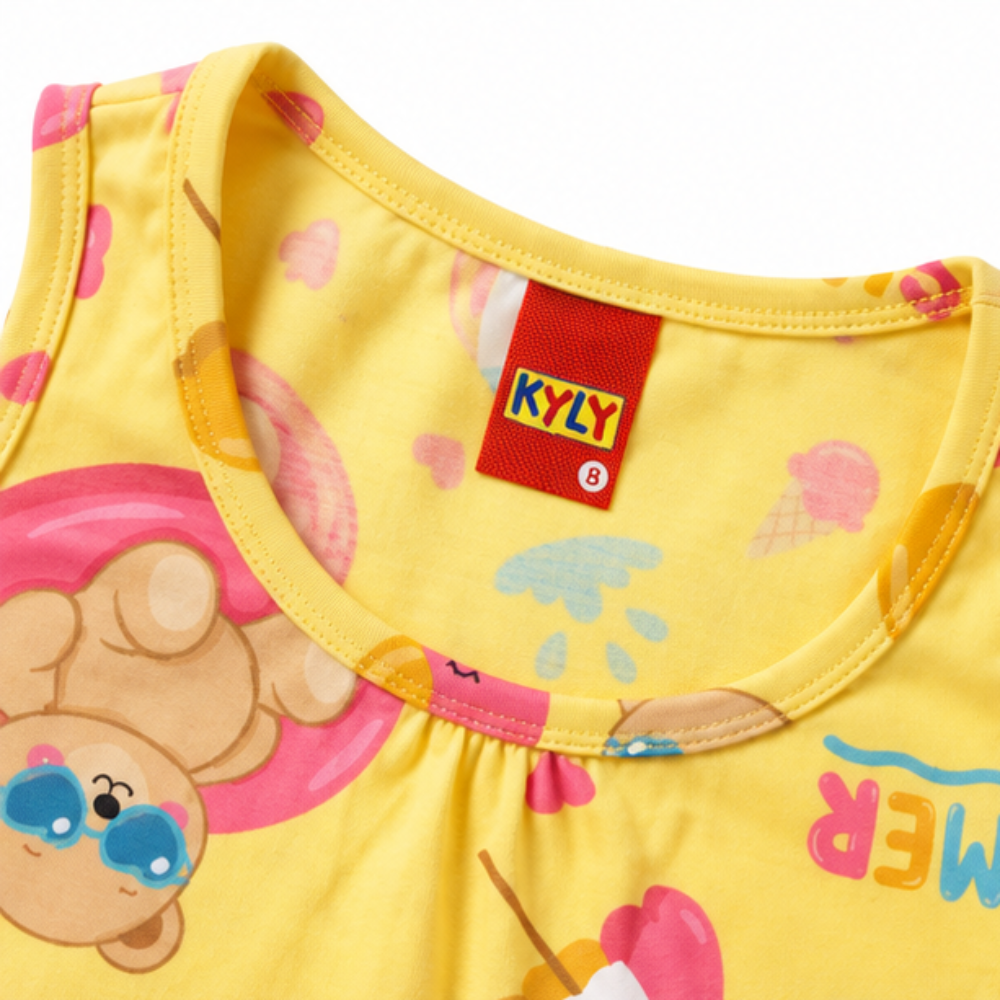 Conjunto Infantil Feminino Kyly Estampado Summer Regata e Ciclista