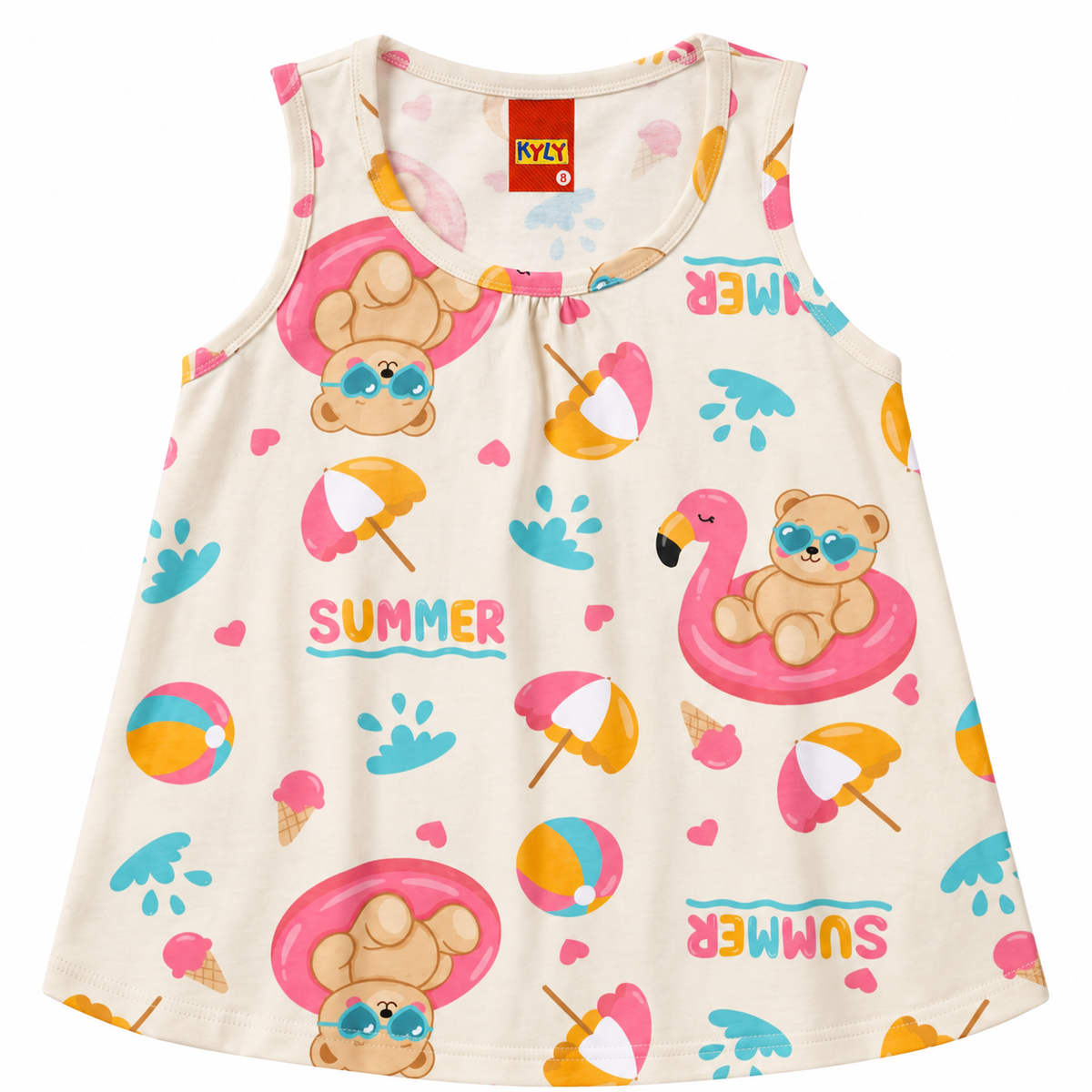 Conjunto Infantil Feminino Kyly Estampado Summer Regata e Ciclista