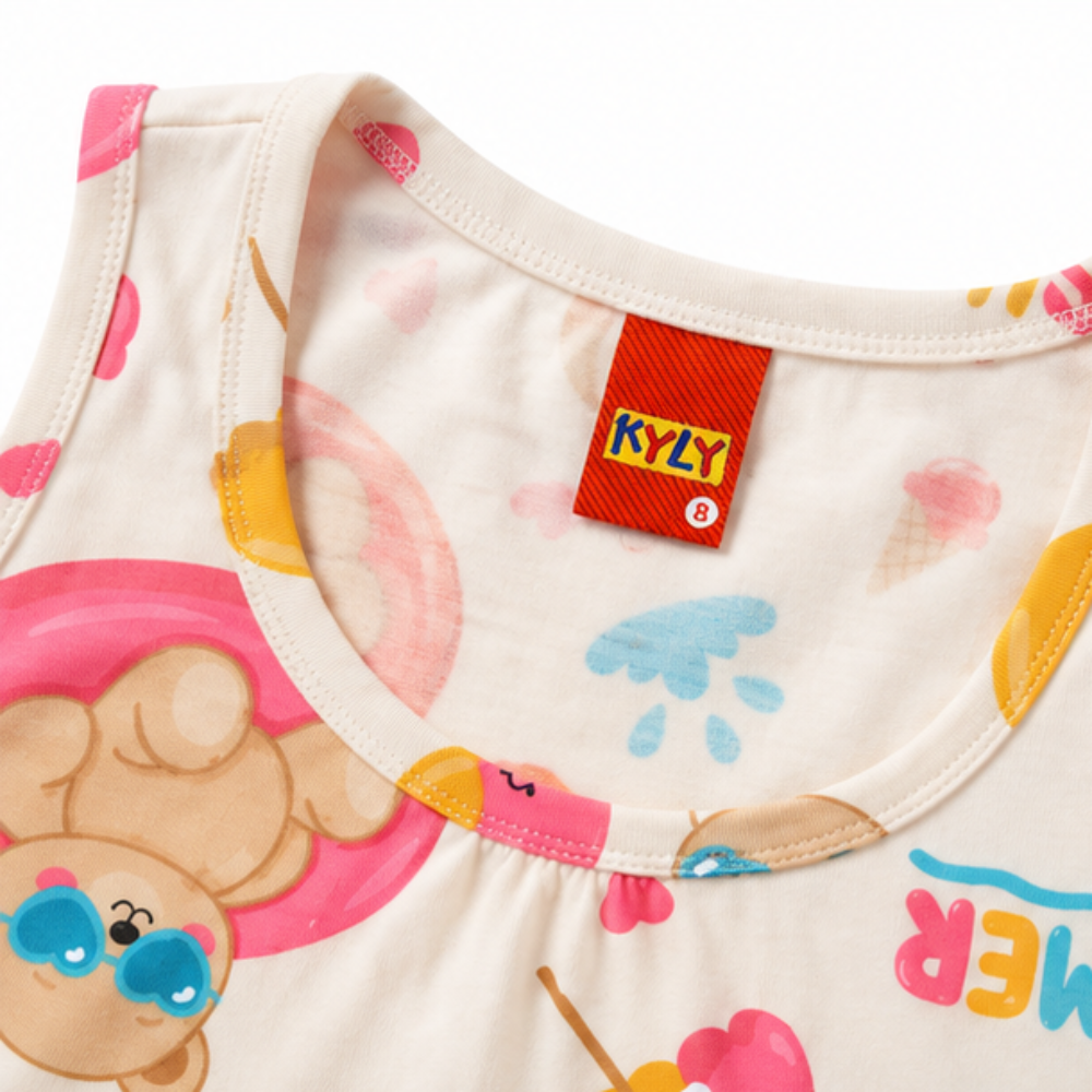 Conjunto Infantil Feminino Kyly Estampado Summer Regata e Ciclista