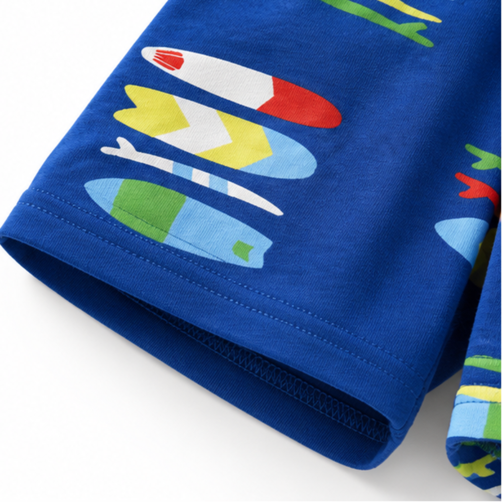 Conjunto Infantil Masculino Kyly Pranchas The Waves Camiseta e Bermuda
