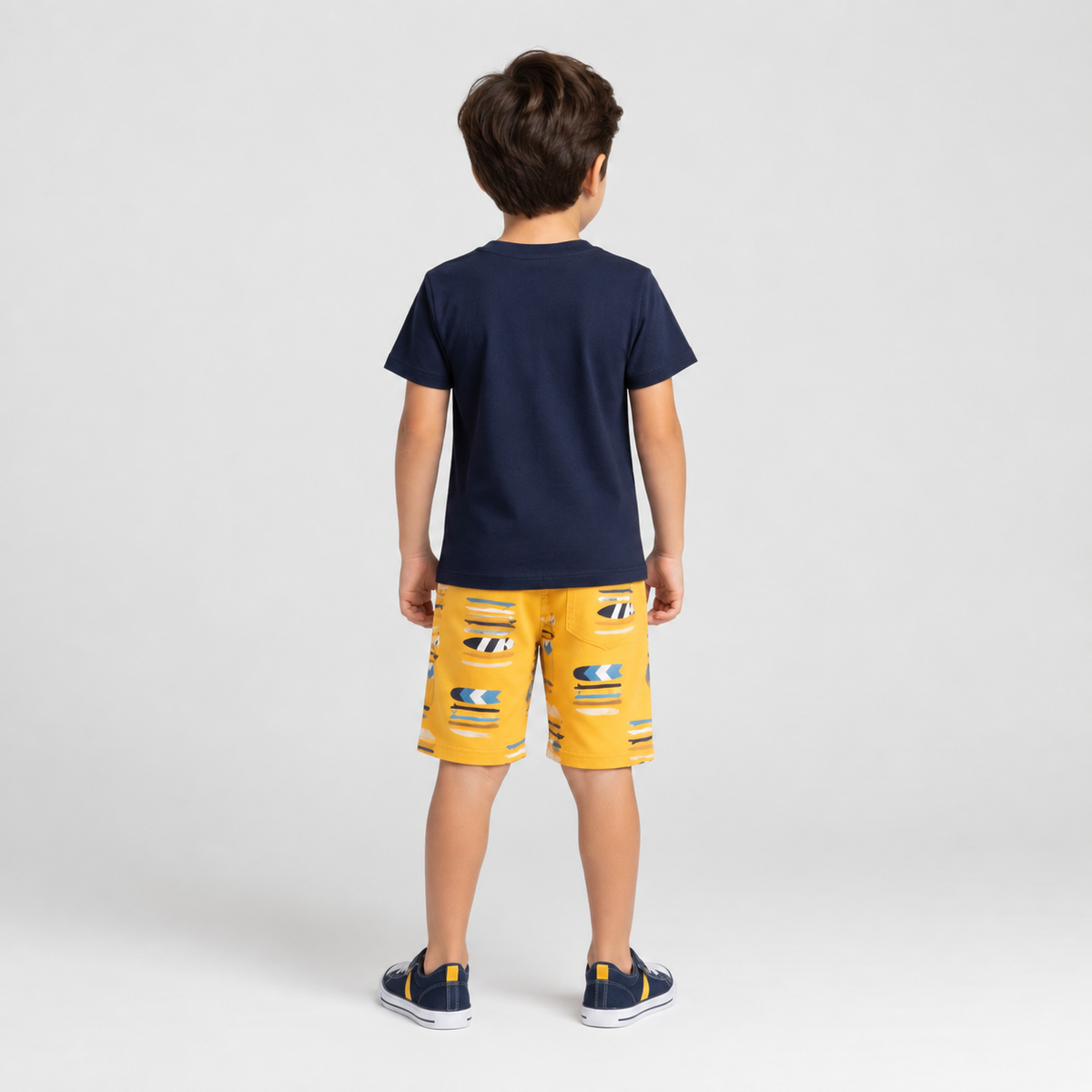 Conjunto Infantil Masculino Kyly Pranchas The Waves Camiseta e Bermuda