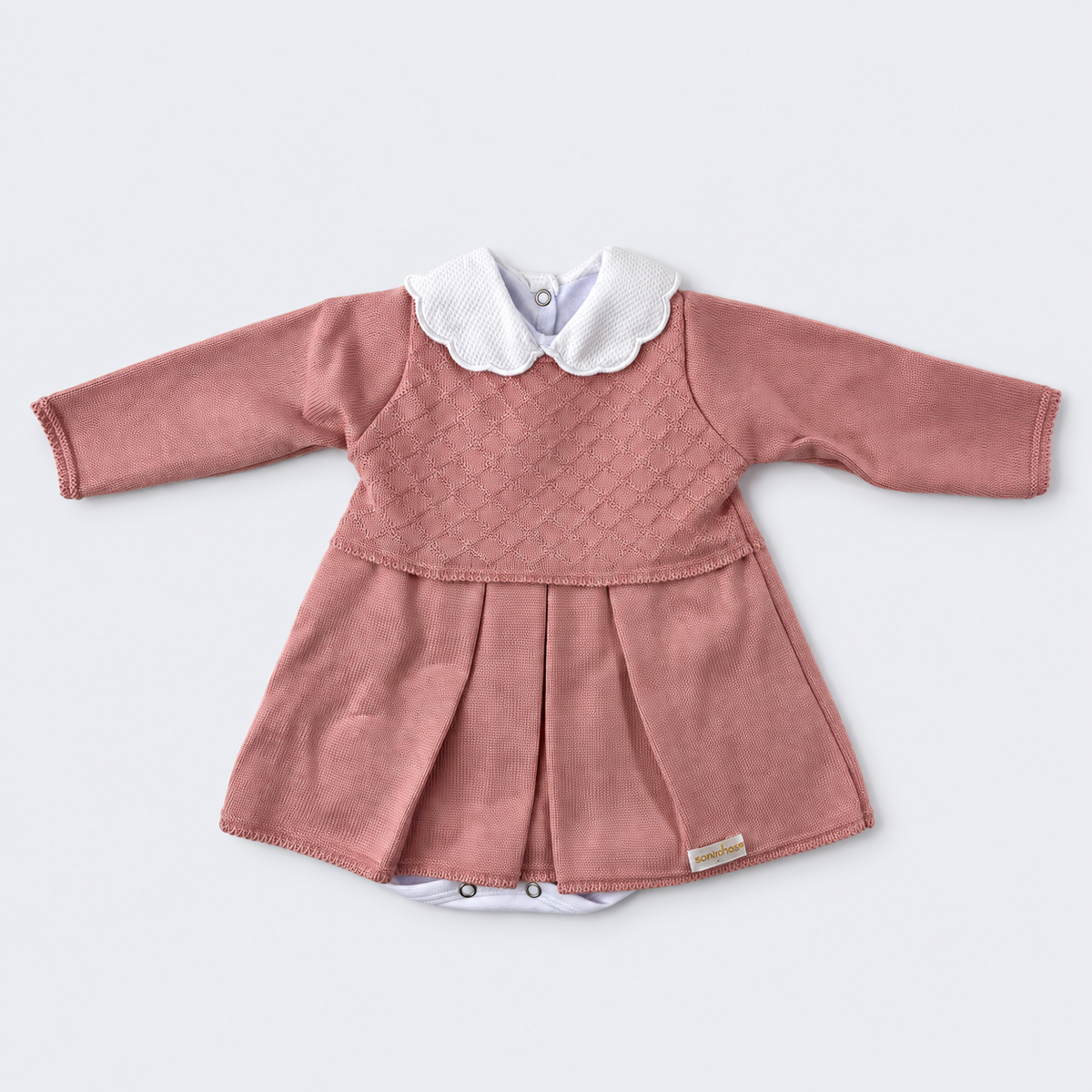 Kit Vestidinho Sanches Baby em Tricot 5 Peças