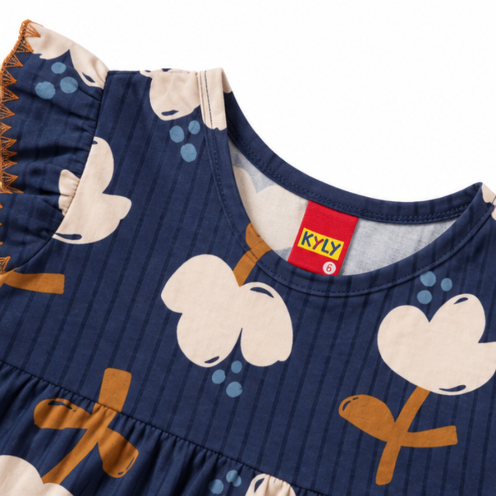 Conjunto Infantil Feminino Kyly Flor de Algodão Blusa e Short