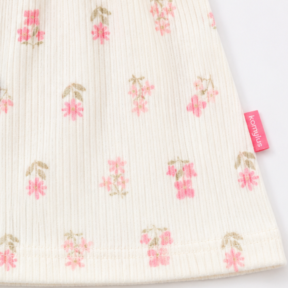 Vestido Infantil Feminino Kamylus Canelado Florzinhas Sublimado