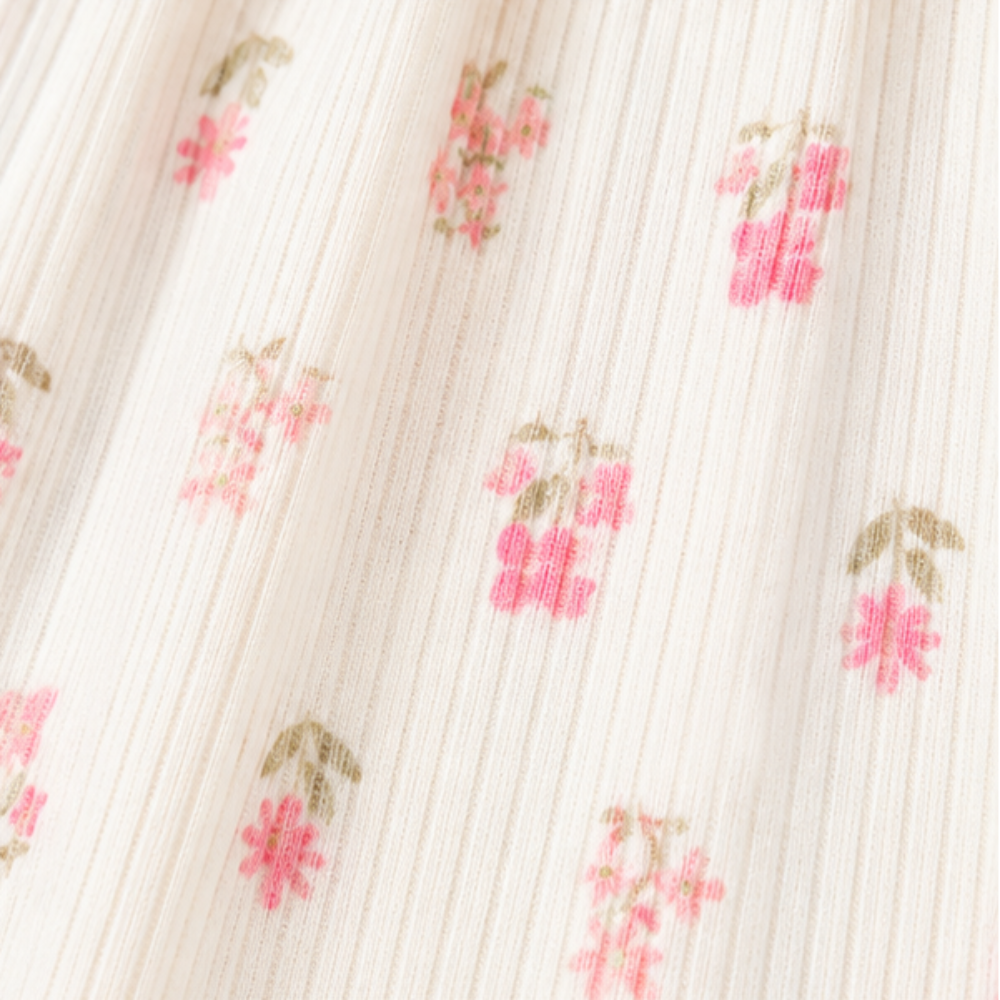 Vestido Infantil Feminino Kamylus Canelado Florzinhas Sublimado