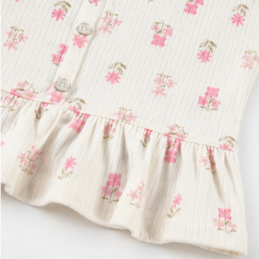 Conjunto Infantil Feminino Kamylus Florzinhas Regata e Shorts Soltinho