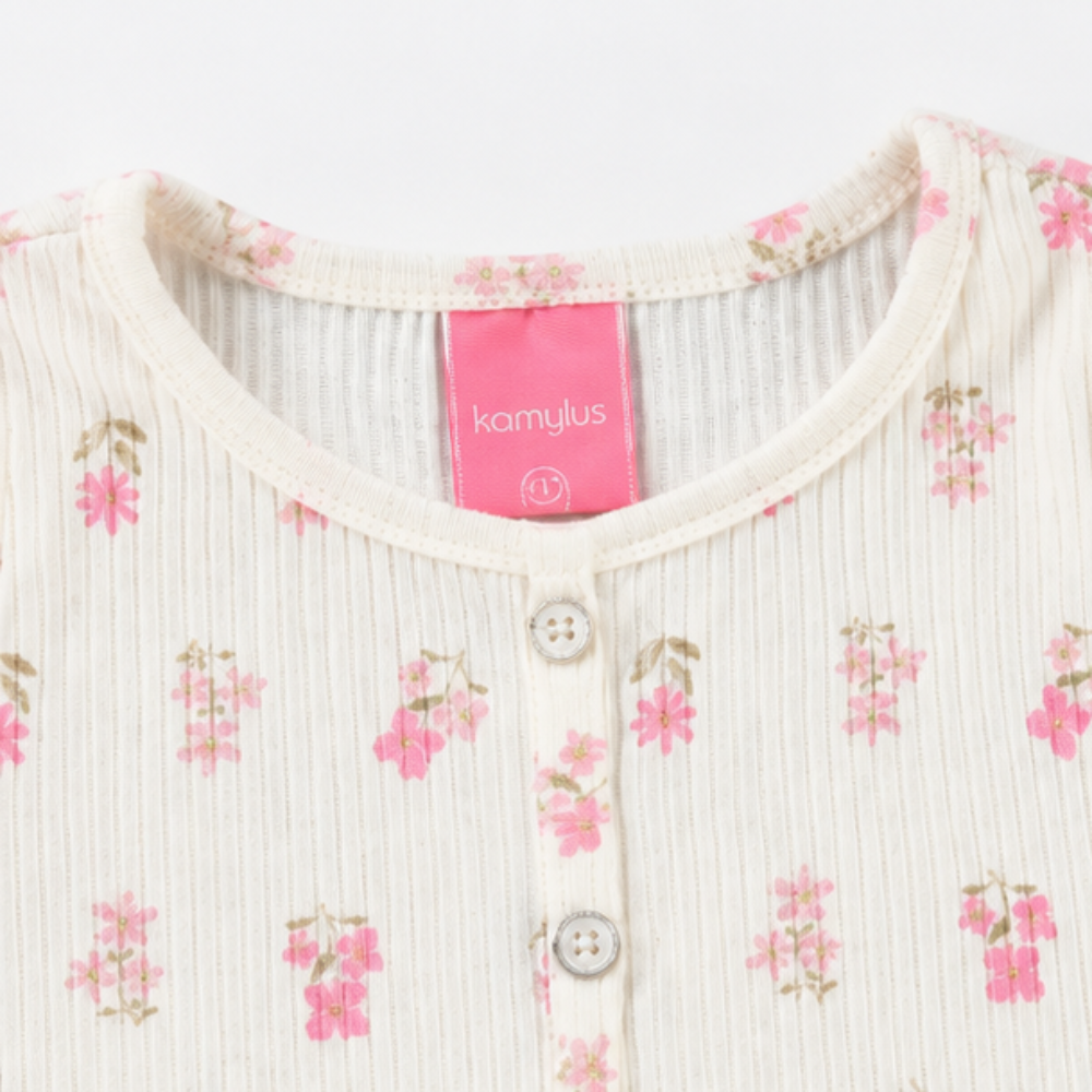 Conjunto Infantil Feminino Kamylus Florzinhas Regata e Shorts Soltinho