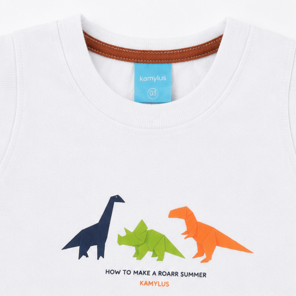 Conjunto Infantil Masculino Kamylus Dino Roar Summer Origami