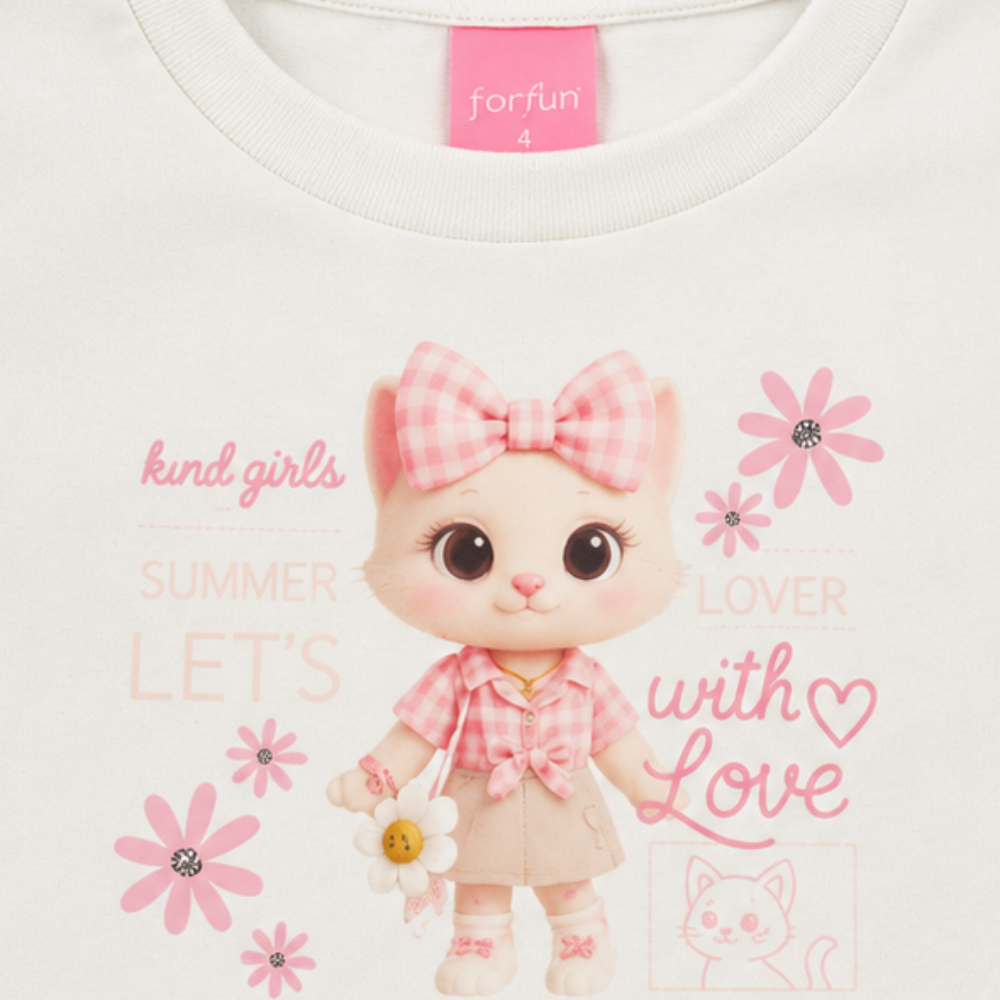 Conjunto Infantil Feminino Lina e Lou Kamylus Summer Let's Bichinhos