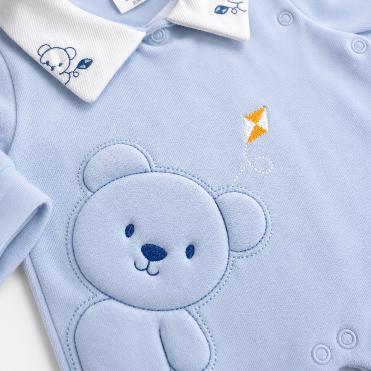 Macacão Infantil Masculino Longo Suedine Urso Pipa Curioso