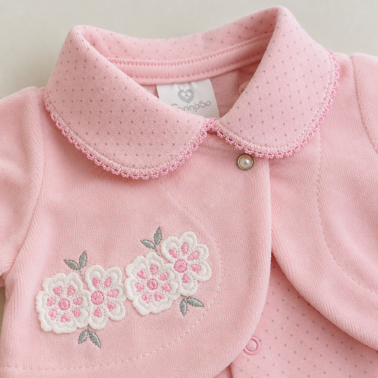 Conjunto Infantil Feminino Macacão e Casaco Curioso Florzinha