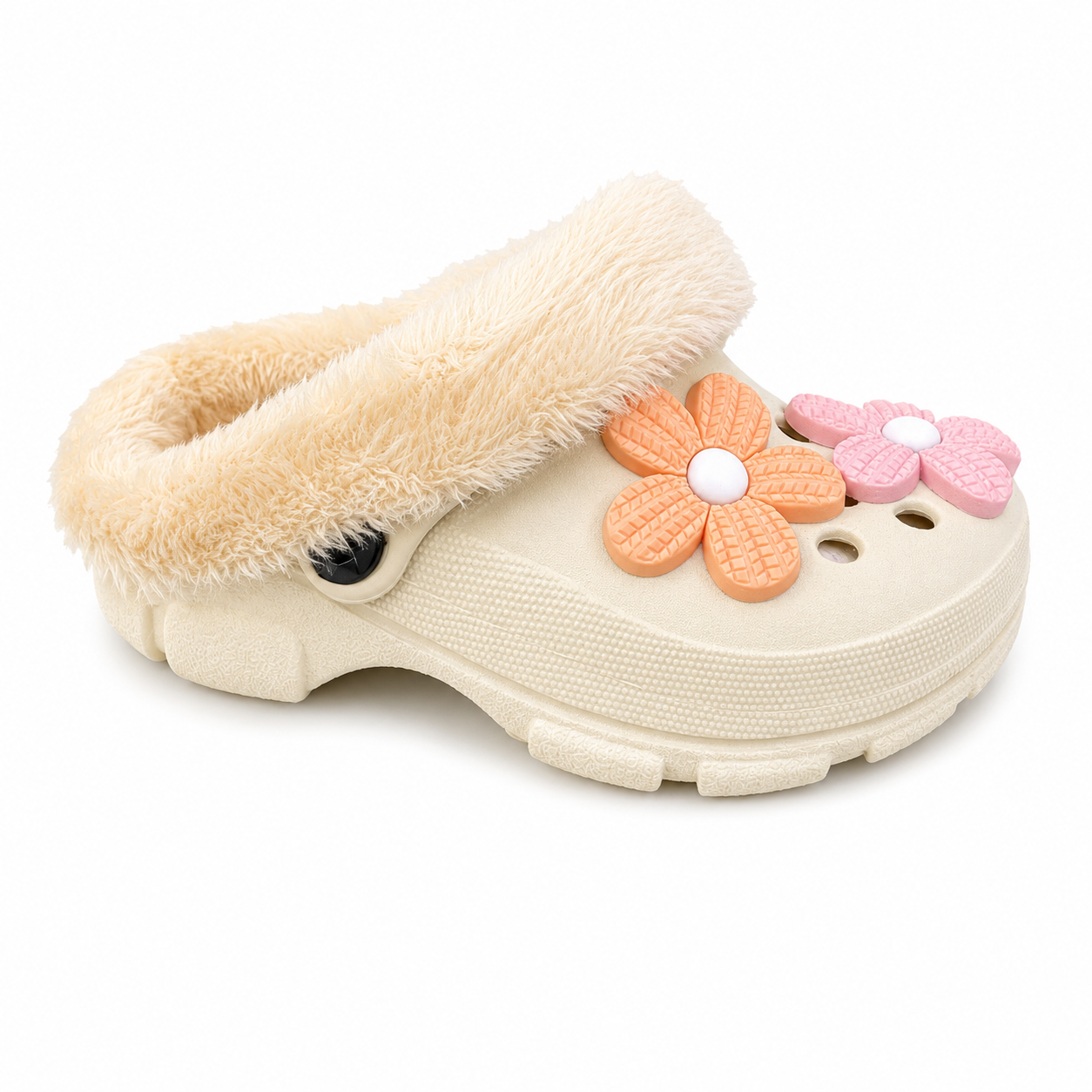 Babuche Infantil Feminina LueLua Cross Flores Peluciada