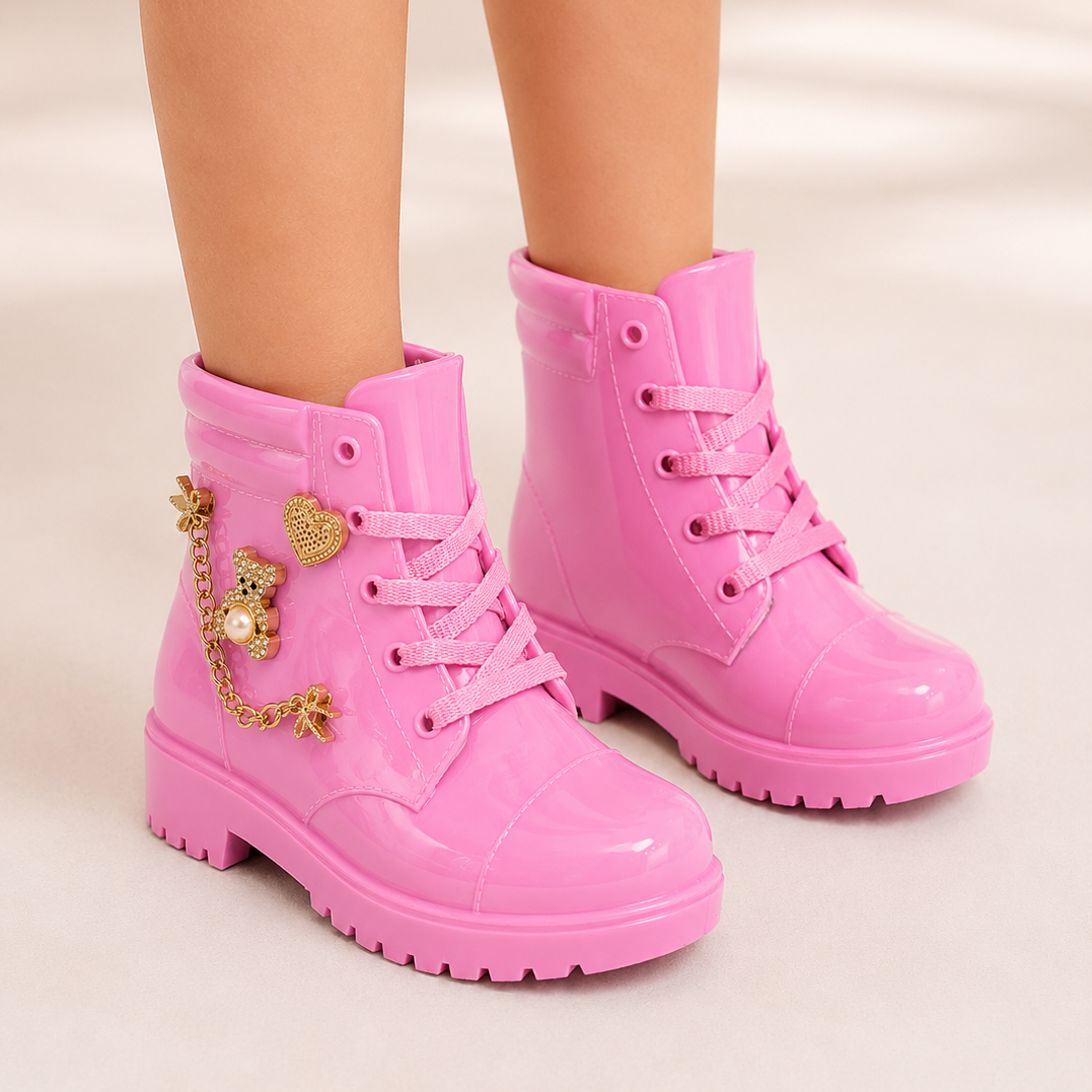 Bota Coturno Infantil Feminina LueLua Dance Lisa com Pins