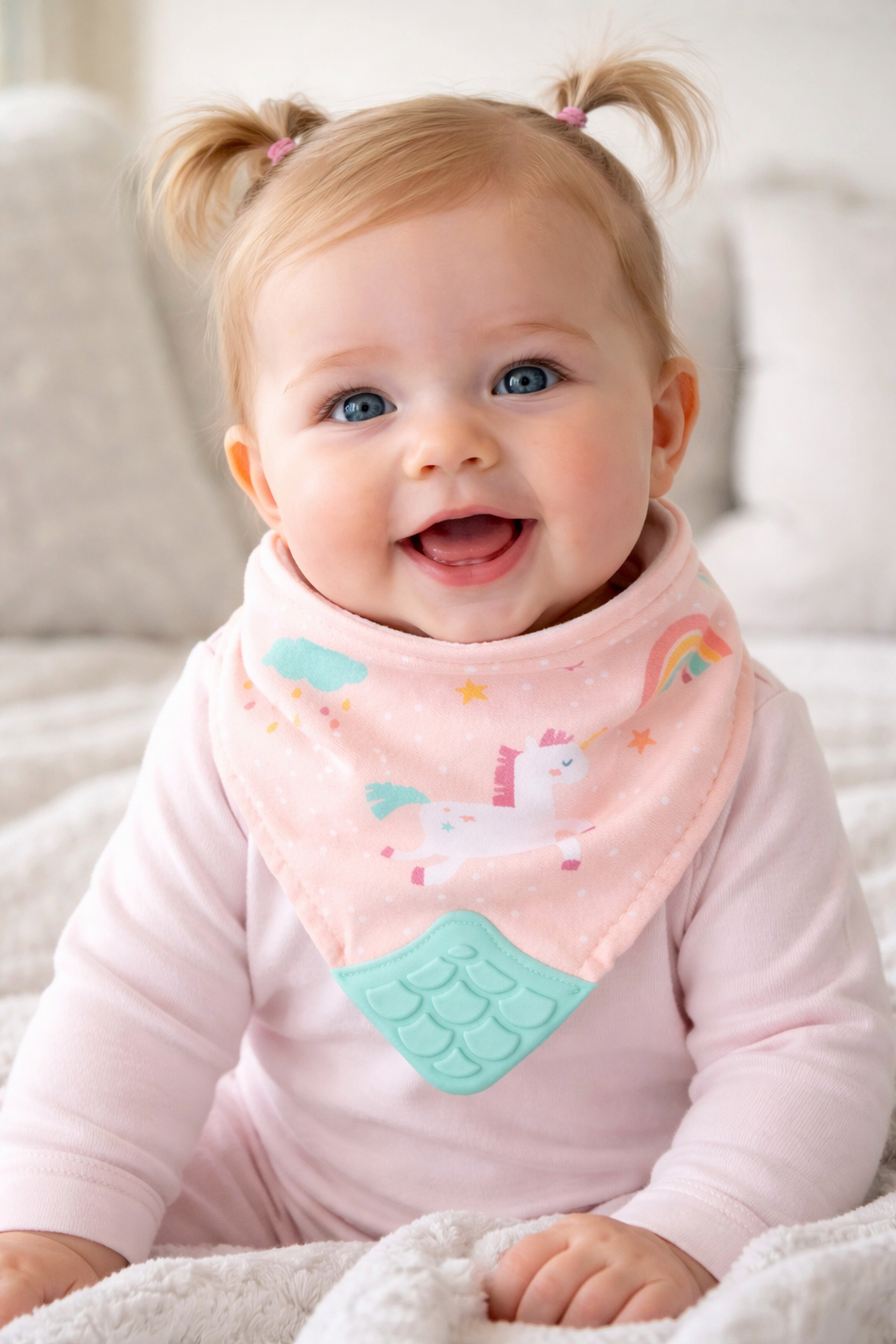 Babador Bandana Infantil Buba Magic com Mordedor de Silicone 4m+