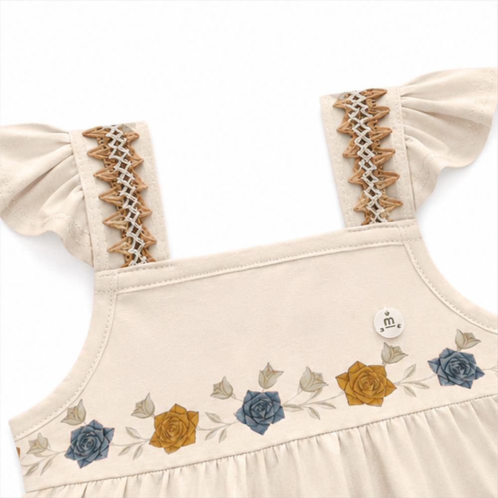 Vestido Infantil Milon em Camadas Estampa de Rosas