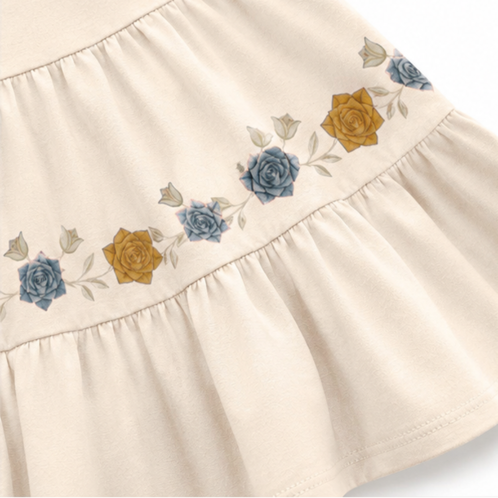 Vestido Infantil Milon em Camadas Estampa de Rosas