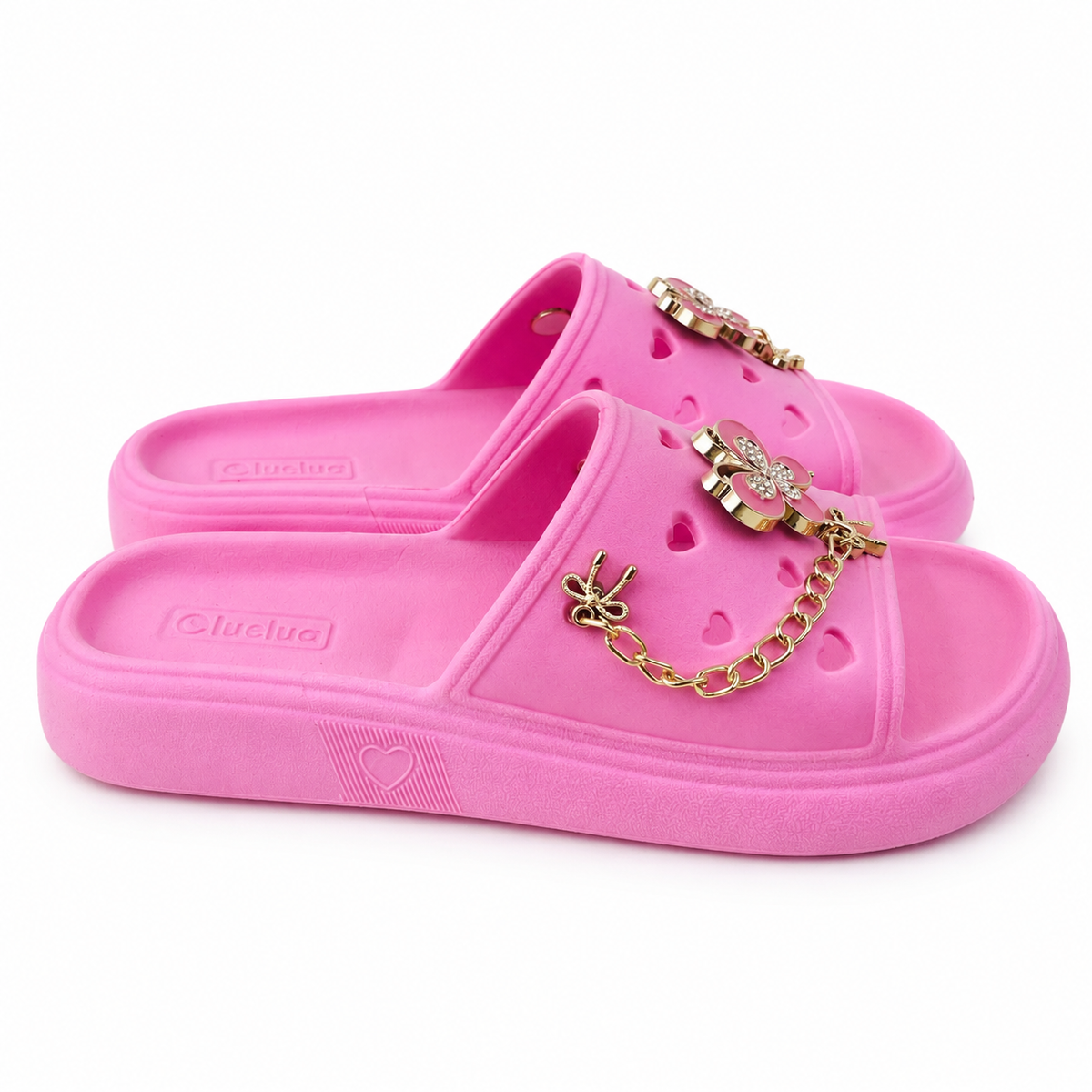 Chinelo Slide LueLua Love Borboleta com Pins