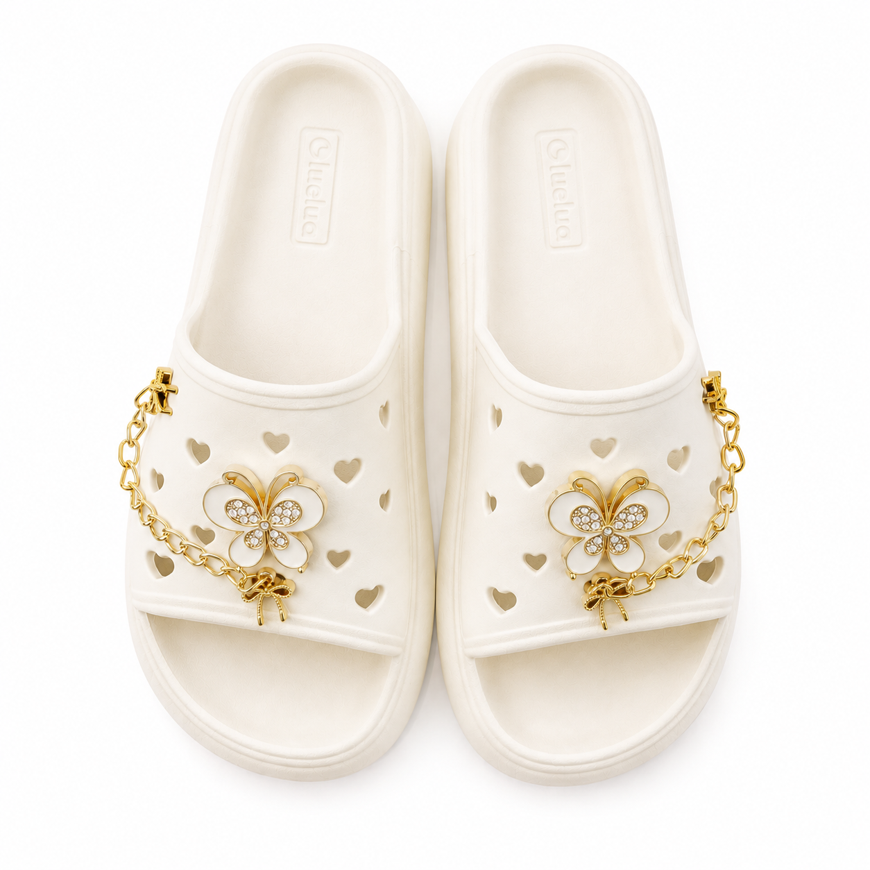 Chinelo Slide LueLua Love Borboleta com Pins