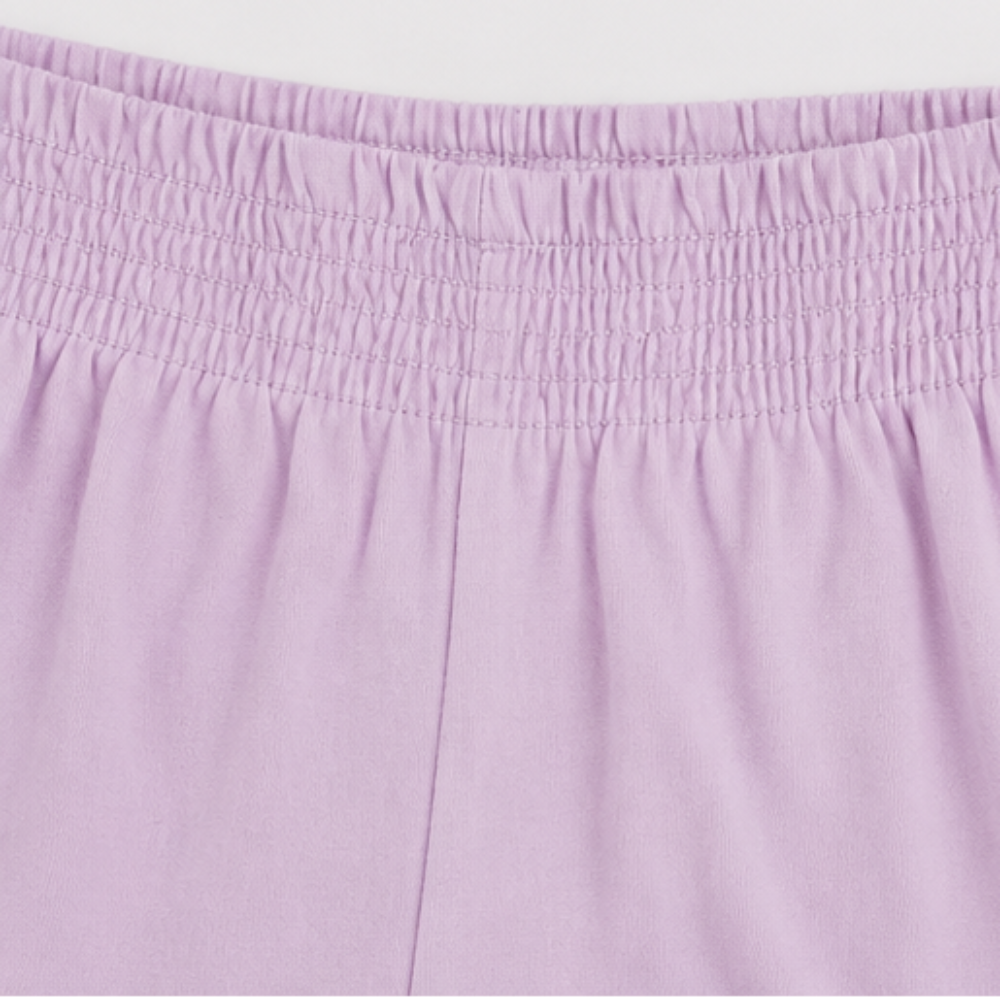 Conjunto Infantil Feminino Have Fun Lavanda Meia Malha e Short Saia em Laise