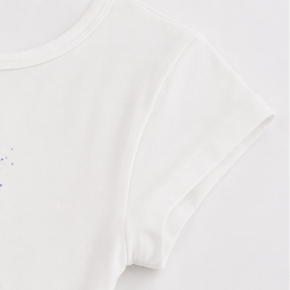 Conjunto Infantil Feminino Have Fun Lavanda Meia Malha e Short Saia em Laise