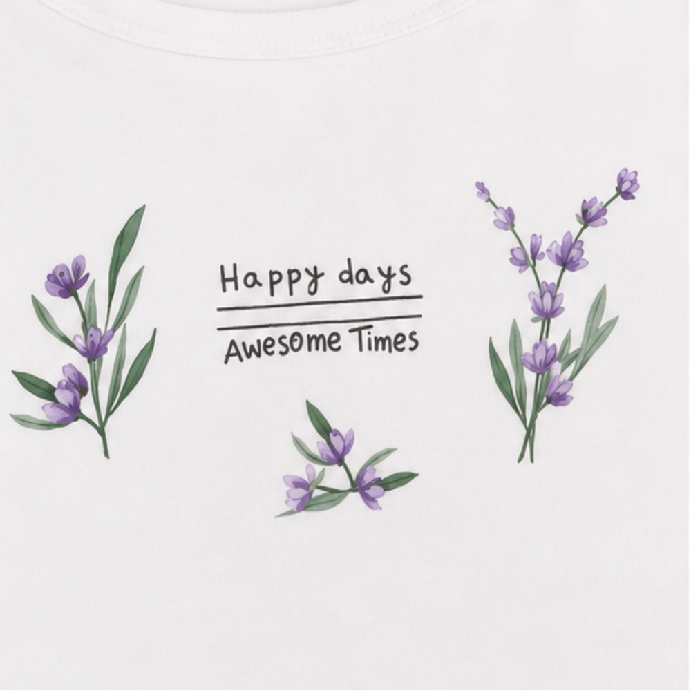 Conjunto Infantil Feminino Have Fun Happy Days Meia Malha e Linhão Eco