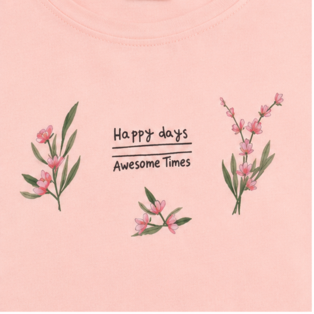 Conjunto Infantil Feminino Have Fun Happy Days Meia Malha e Linhão Eco