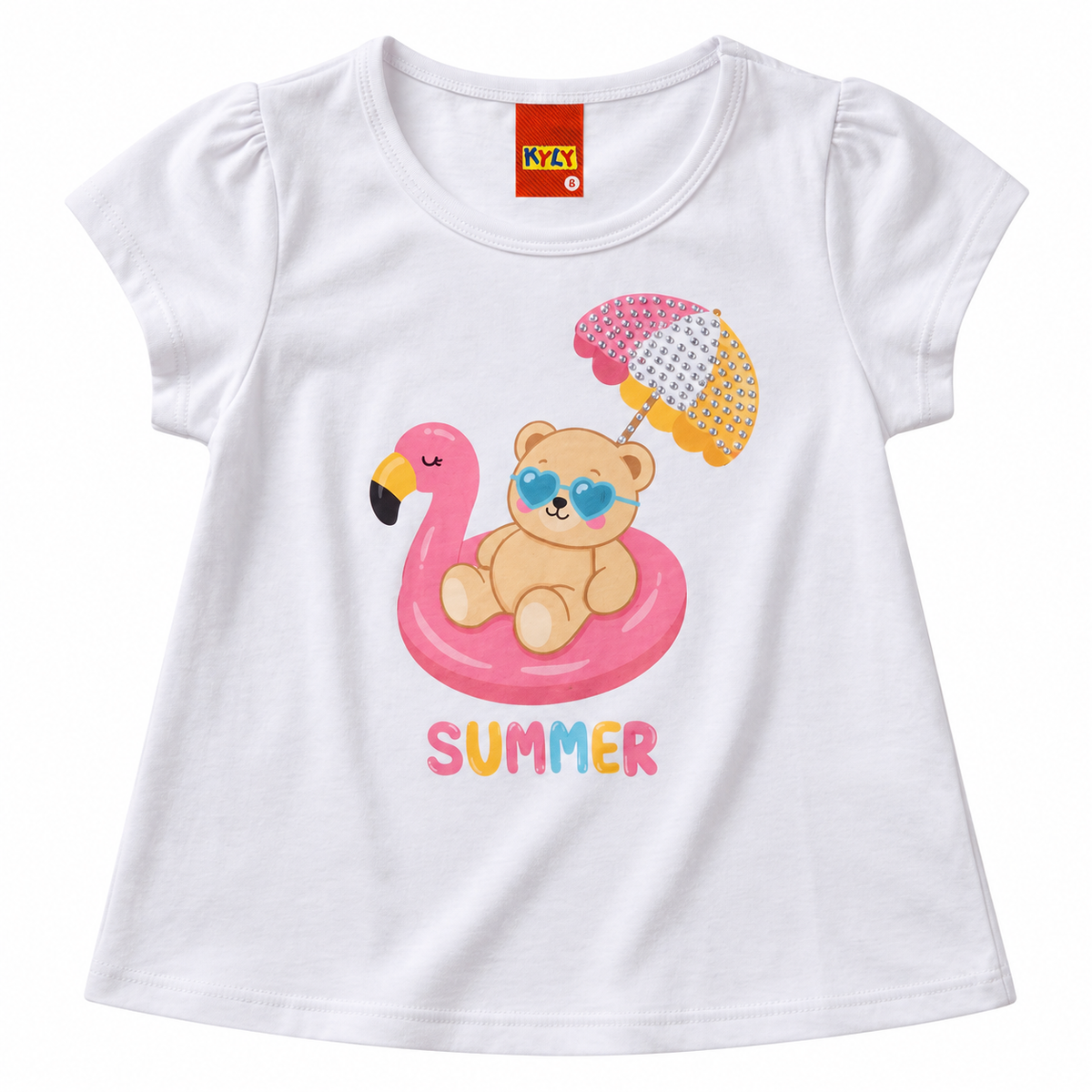 Conjunto Infantil Feminino Kyly Ursinho Summer Blusa e Short