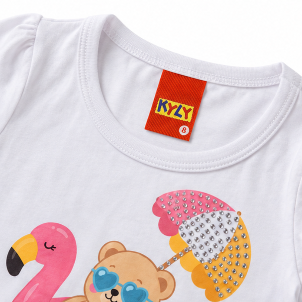 Conjunto Infantil Feminino Kyly Ursinho Summer Blusa e Short