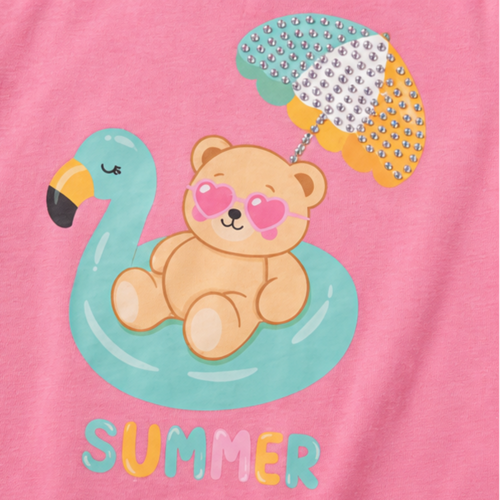 Conjunto Infantil Feminino Kyly Ursinho Summer Blusa e Short