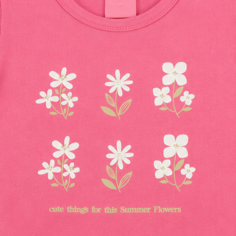 Conjunto Infantil Feminino Kamylus Summer Flowers com Short Saia