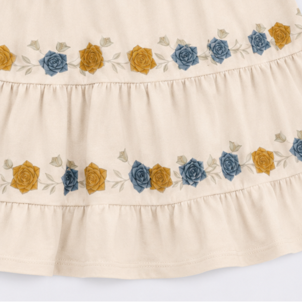 Vestido Infantil Milon em Camadas Estampa de Rosas