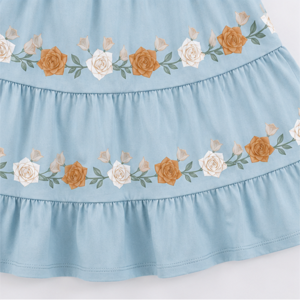 Vestido Infantil Milon em Camadas Estampa de Rosas