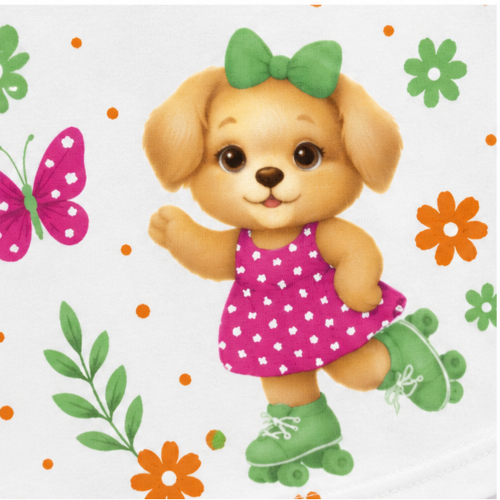 Vestido Infantil Kyly Cachorrinha de Patins Meia Malha