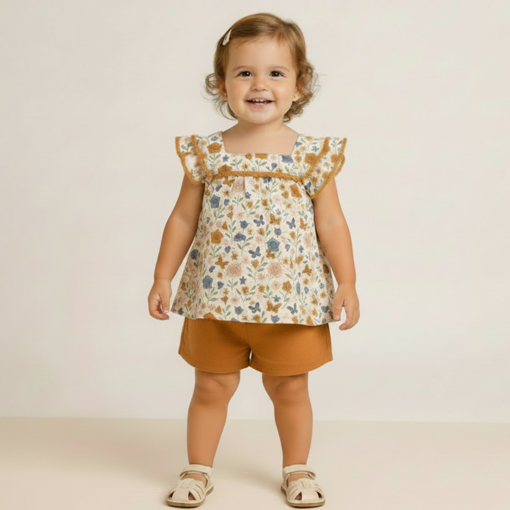 Conjunto Feminino Infantil Milon Borboletas Floral