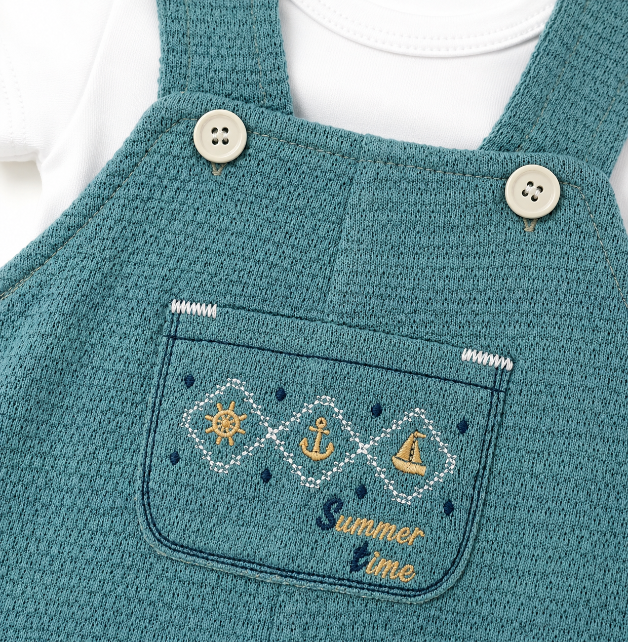 Conjunto Jardineira Masculina Presente de Anjo Tricô com Body