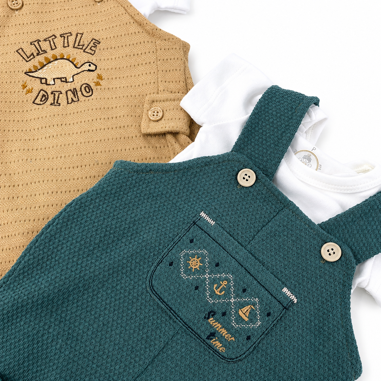 Conjunto Jardineira Masculina Presente de Anjo Tricô com Body