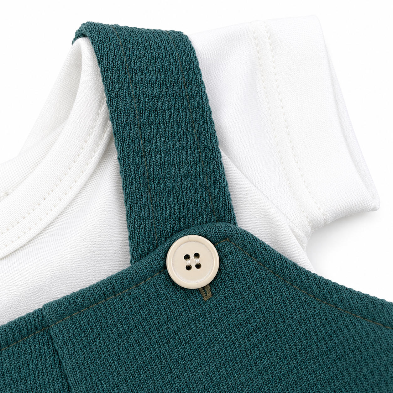 Conjunto Jardineira Masculina Presente de Anjo Tricô com Body