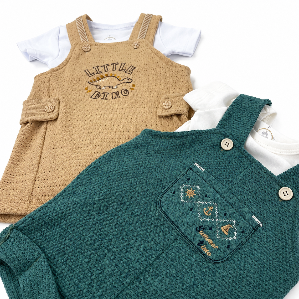 Conjunto Jardineira Masculina Presente de Anjo Tricô com Body
