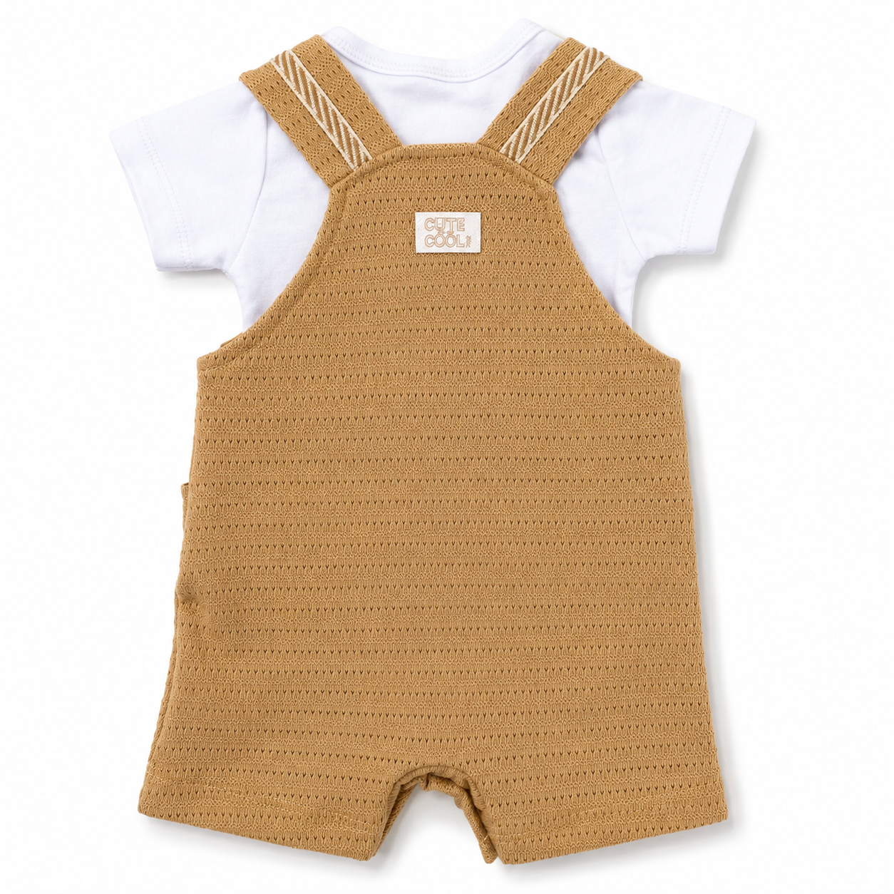 Conjunto Jardineira Masculina Presente de Anjo Tricô com Body