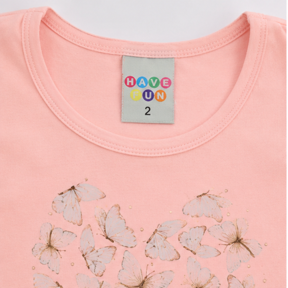 Conjunto Infantil Feminino Have Fun Butterfly Cotton e Short Crepado