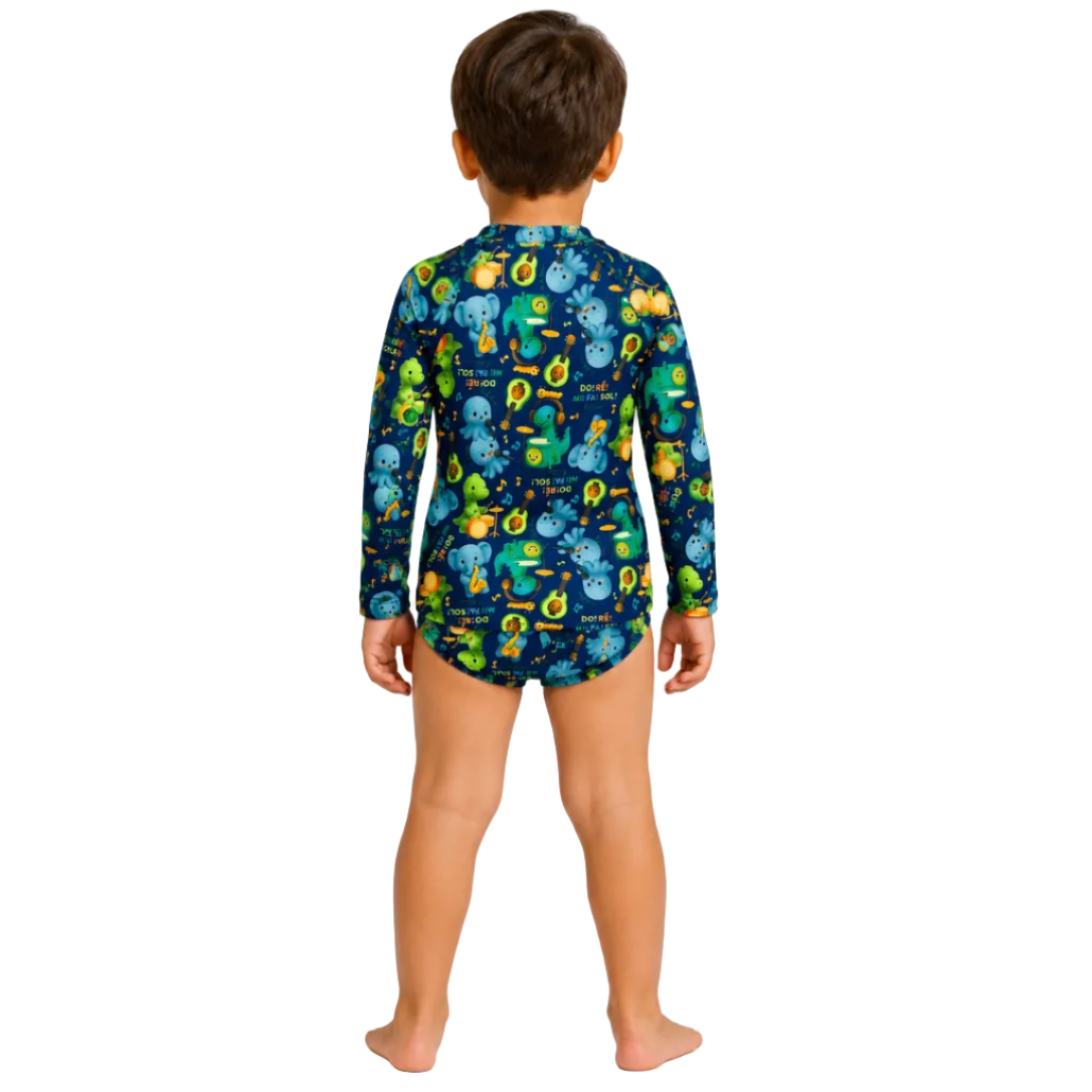 Conjunto Masculino Tchibum Dino Dó Ré Mi Fá Sol UV50+ Dry Fit