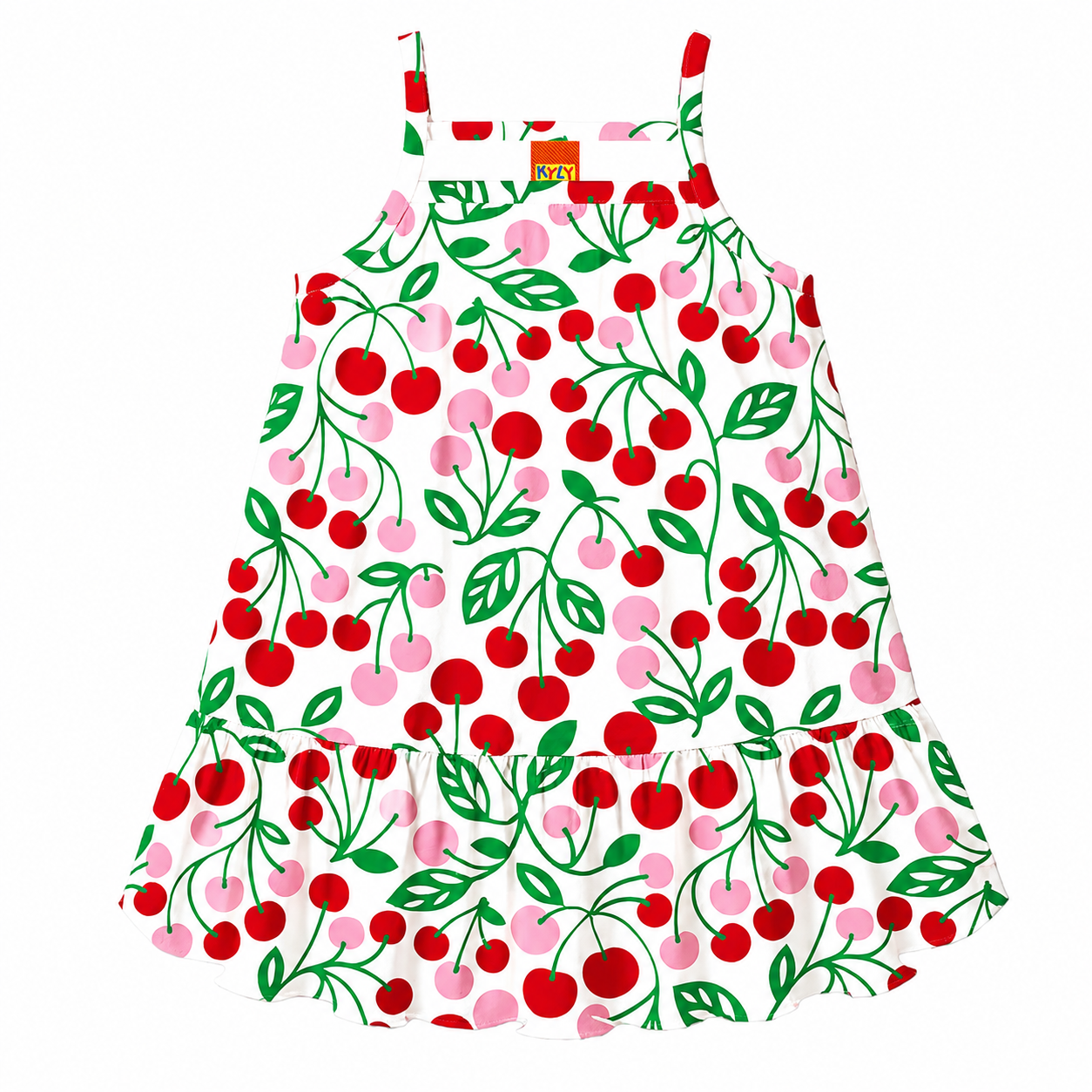 Vestido Infantil Feminino Kyly Cerejas Alcinha Verão