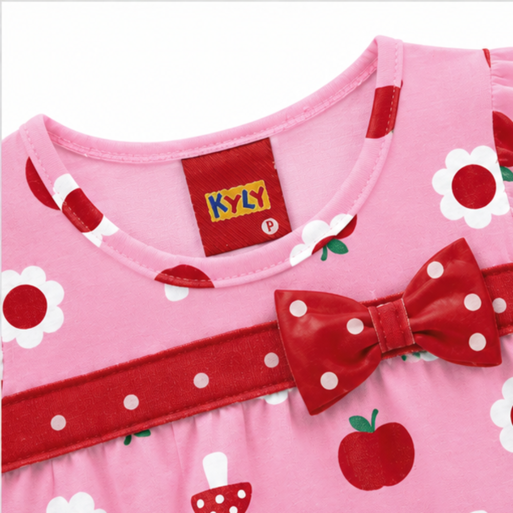 Conjunto Feminino Infantil Kyly Maçãs e Cogumelos