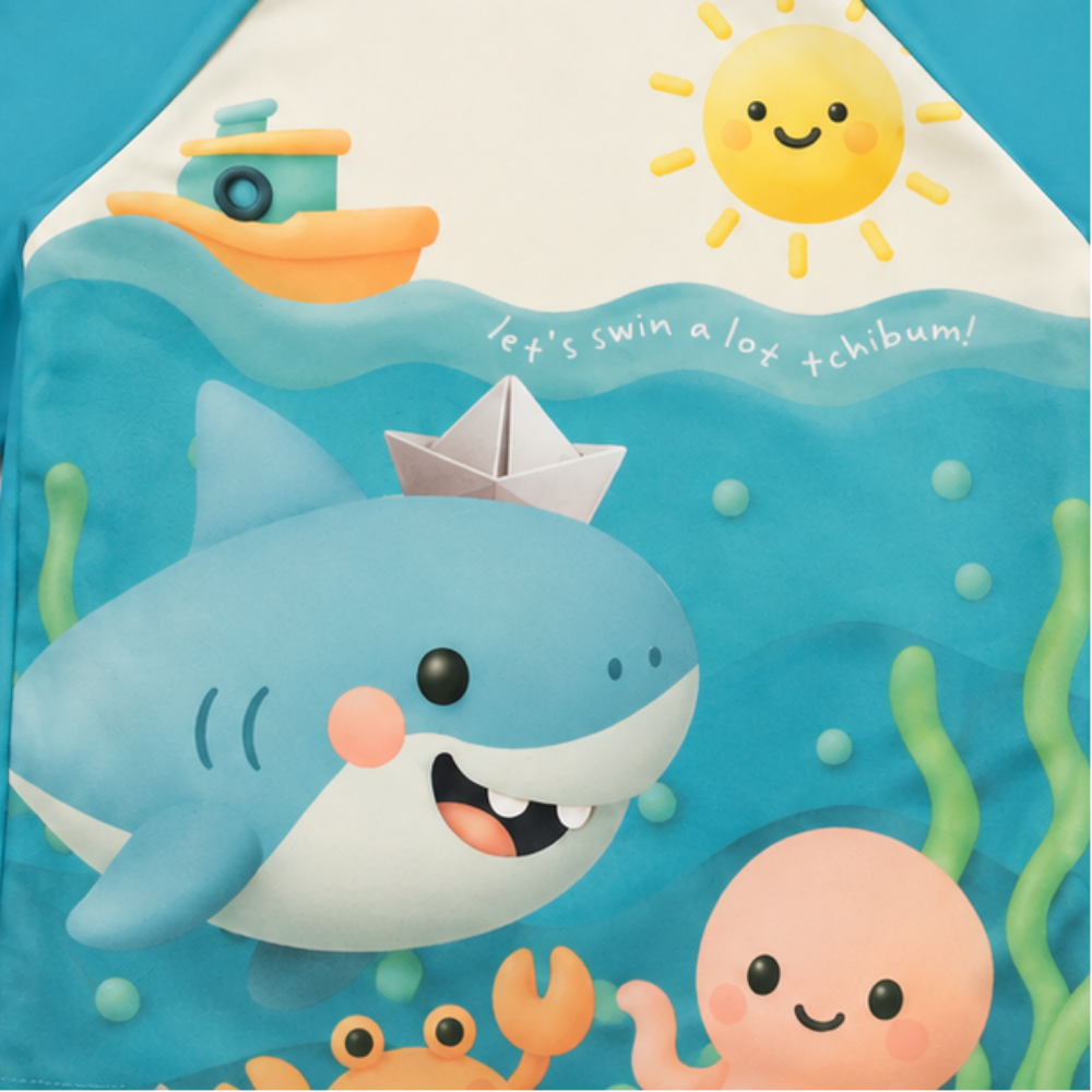 Macaquinho de Praia Infantil Baby Kamylus Tchibum Fundo do Mar Proteção UV 50+ Dri-Fit