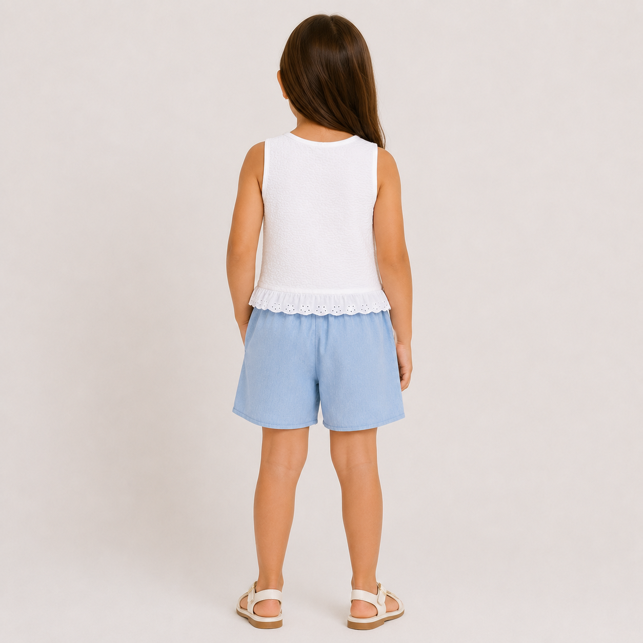 Conjunto Infantil Feminino Kamylus Lamon Maddalena Regata Bubble e Shorts Algodão Mesclado