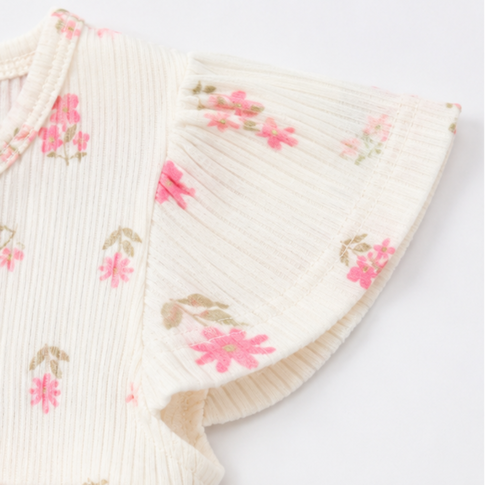 Vestido Infantil Feminino Kamylus Canelado Florzinhas Sublimado