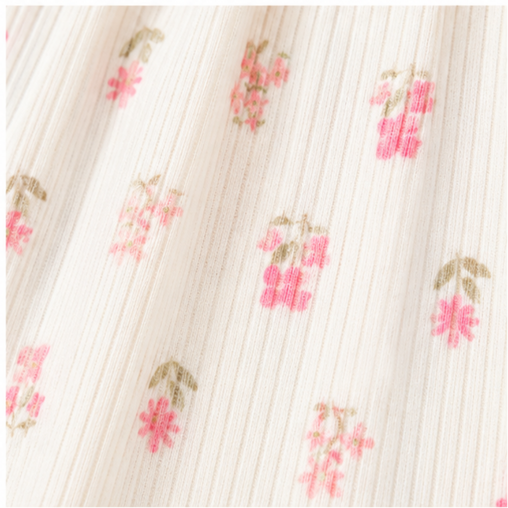 Vestido Infantil Feminino Kamylus Canelado Florzinhas Sublimado