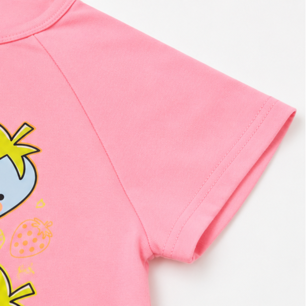 Vestido Infantil Feminino Kamylus Strawberry Malha PA e Bolsa Morango