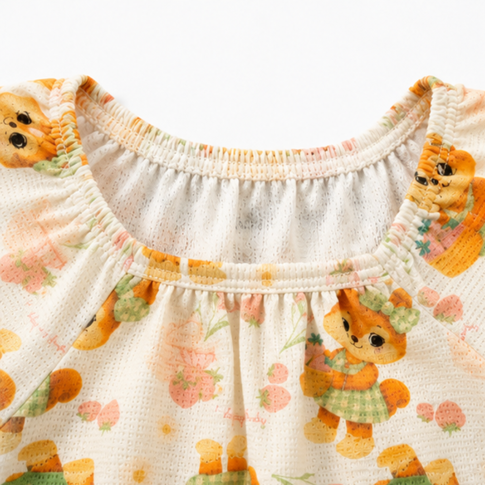 Conjunto Infantil Feminino Kamylus Batinha Favinho Sublimado e Shorts Piqué